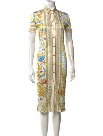 Pre-owned Versace Graphic Print Midi Length Dress In Multi