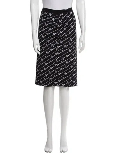 Pre-owned Versace Graphic Print Midi Length Skirt In Black