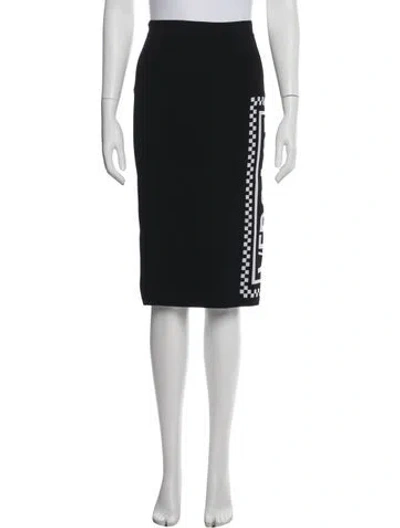Pre-owned Versace Graphic Print Midi Length Skirt In Black