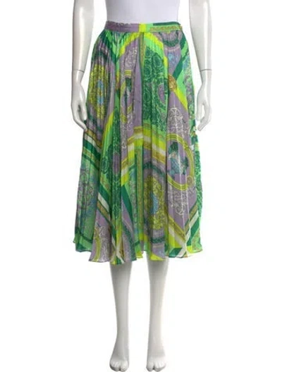 Pre-owned Versace Graphic Print Midi Length Skirt In Green/purple