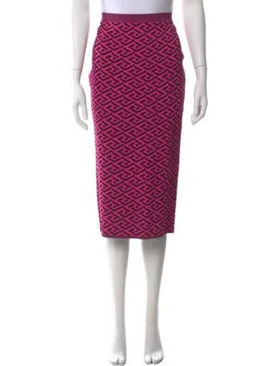 Pre-owned Versace Graphic Print Midi Length Skirt In Pink