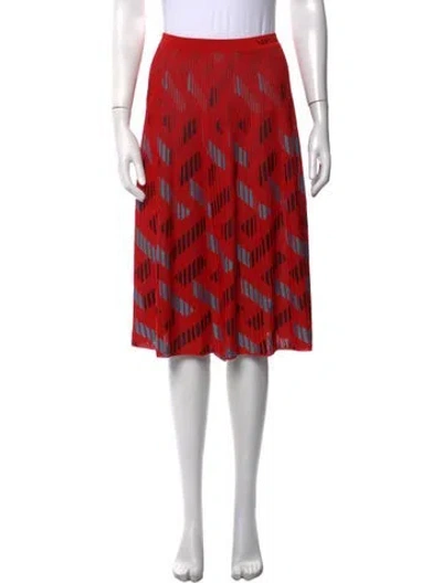 Pre-owned Versace Graphic Print Midi Length Skirt In Red