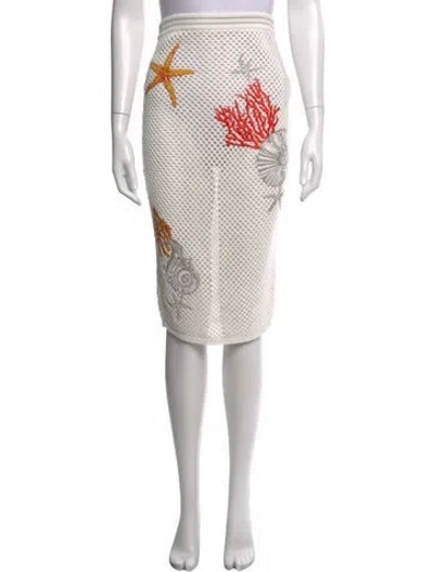 Pre-owned Versace Graphic Print Midi Length Skirt In White