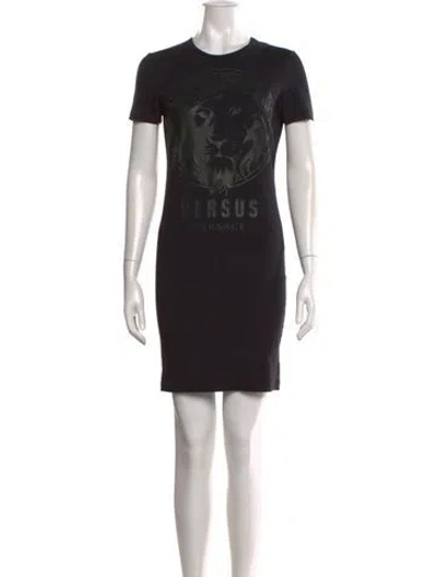 Pre-owned Versace Graphic Print Mini Dress In Black