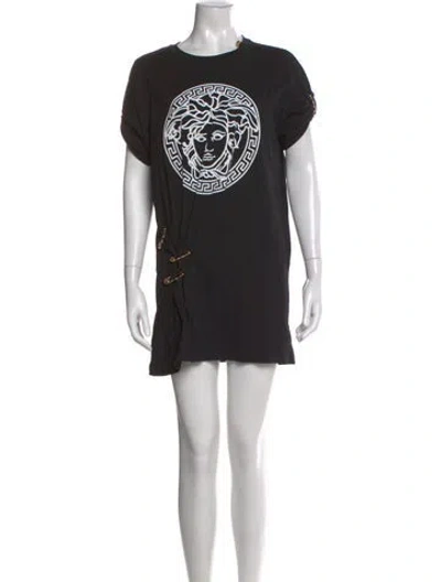 Pre-owned Versace Graphic Print Mini Dress In Black