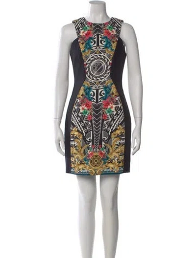 Pre-owned Versace Graphic Print Mini Dress In Black