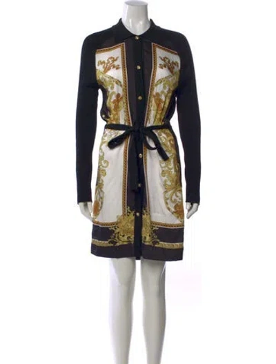 Pre-owned Versace Graphic Print Mini Dress In Black