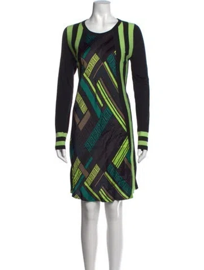 Pre-owned Versace Graphic Print Mini Dress In Black