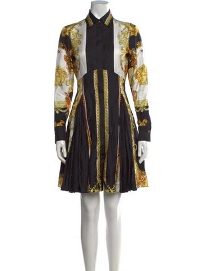 Pre-owned Versace Graphic Print Mini Dress In Black
