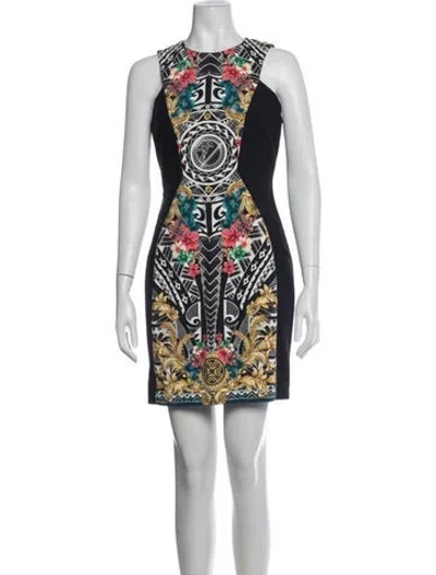 Pre-owned Versace Graphic Print Mini Dress In Black