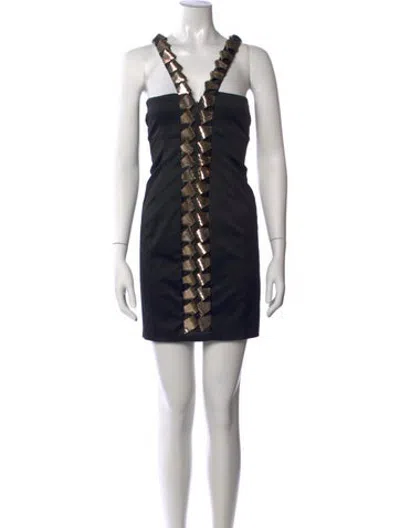 Pre-owned Versace Graphic Print Mini Dress In Black
