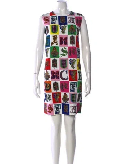 Pre-owned Versace Graphic Print Mini Dress In Multi
