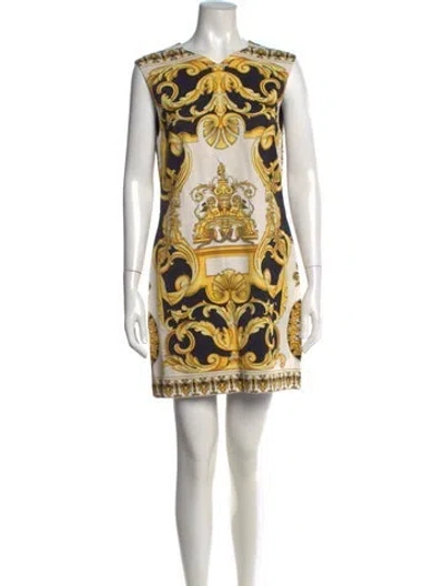 Pre-owned Versace Graphic Print Mini Dress In Neutral