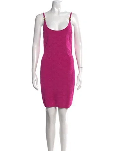 Pre-owned Versace Graphic Print Mini Dress In Pink