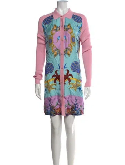 Pre-owned Versace Graphic Print Mini Dress In Pink