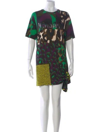 Pre-owned Versace Graphic Print Mini Dress In Purple