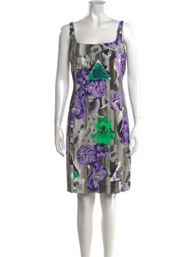 Pre-owned Versace Graphic Print Mini Dress In Purple