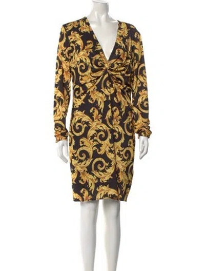 Pre-owned Versace Graphic Print Mini Dress W/ Tags In Black