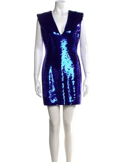 Pre-owned Versace Graphic Print Mini Dress W/ Tags In Blue