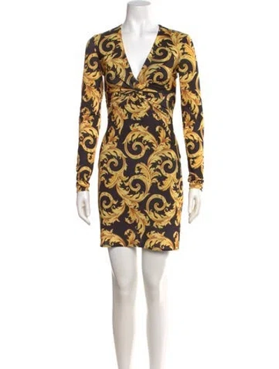 Pre-owned Versace Graphic Print Mini Dress W/ Tags In Multi