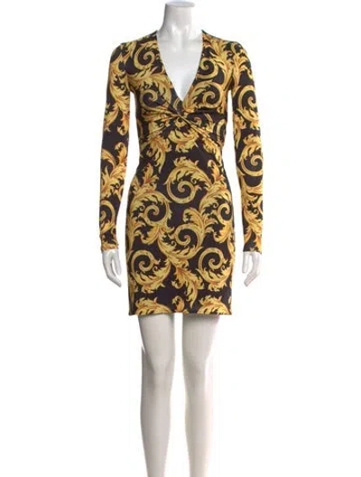 Pre-owned Versace Graphic Print Mini Dress W/ Tags In Multi