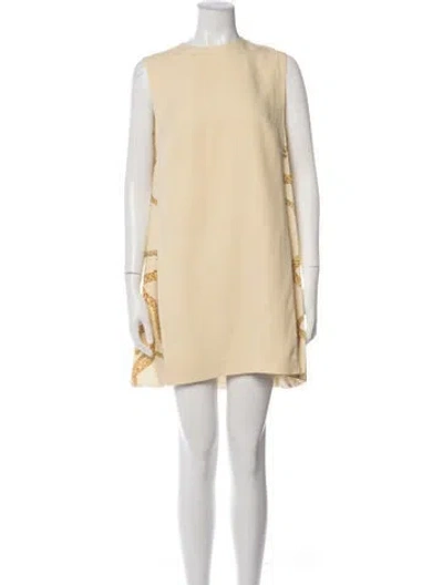 Pre-owned Versace Graphic Print Mini Dress W/ Tags In Neutrals