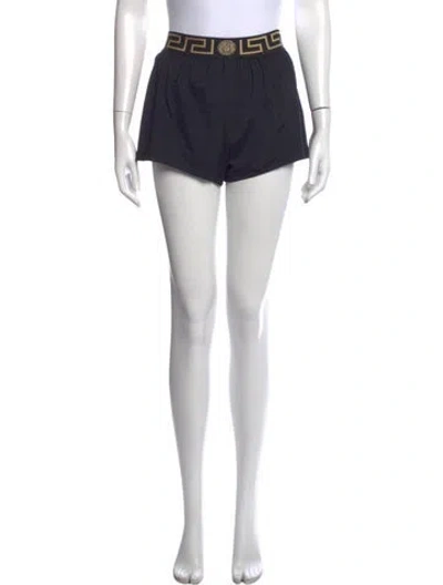 Pre-owned Versace Graphic Print Mini Shorts In Black