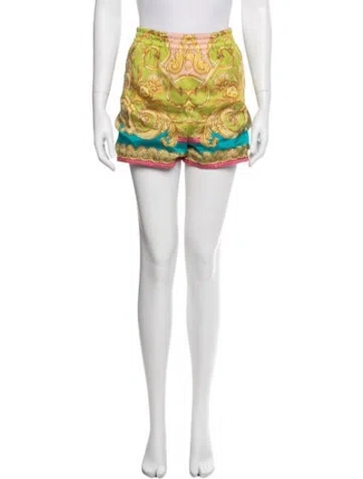Pre-owned Versace Graphic Print Mini Shorts In Blue
