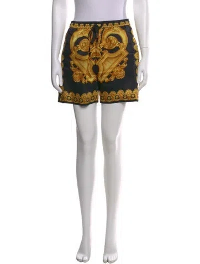 Pre-owned Versace Graphic Print Mini Shorts In Gold