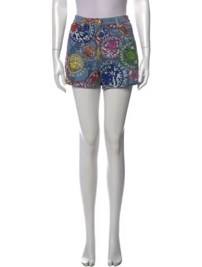 Pre-owned Versace Graphic Print Mini Shorts In Green