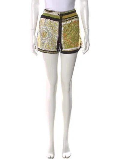 Pre-owned Versace Graphic Print Mini Shorts In Green