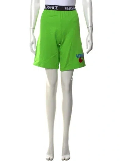 Pre-owned Versace Graphic Print Mini Shorts In Green