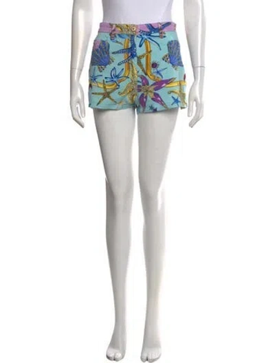 Pre-owned Versace Graphic Print Mini Shorts In Multi