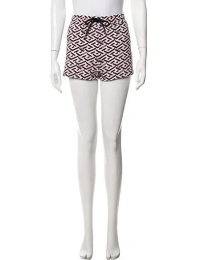 Pre-owned Versace Graphic Print Mini Shorts W/ Tags In Black