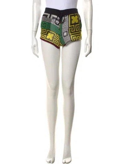 Pre-owned Versace Graphic Print Mini Shorts In White