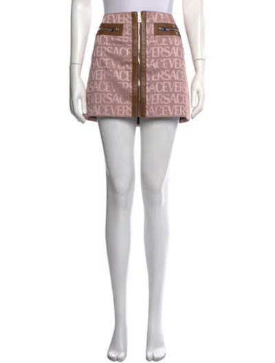 Pre-owned Versace Graphic Print Mini Skirt In Black