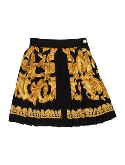 Pre-owned Versace Graphic Print Mini Skirt In Black/yellow