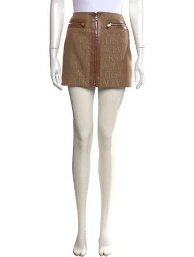 Pre-owned Versace Graphic Print Mini Skirt In Brown