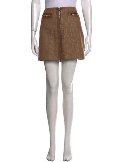 Pre-owned Versace Graphic Print Mini Skirt In Brown