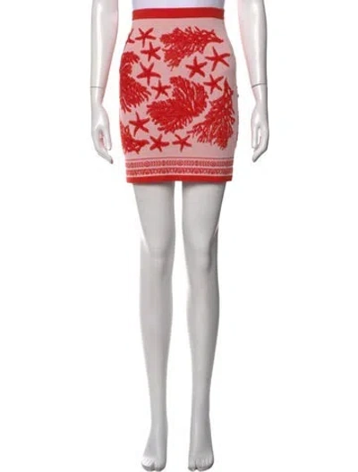 Pre-owned Versace Graphic Print Mini Skirt In Red