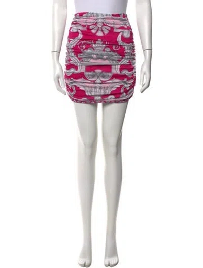 Pre-owned Versace Graphic Print Mini Skirt W/ Tags In Pink