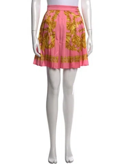 Pre-owned Versace Graphic Print Mini Skirt W/ Tags In Red