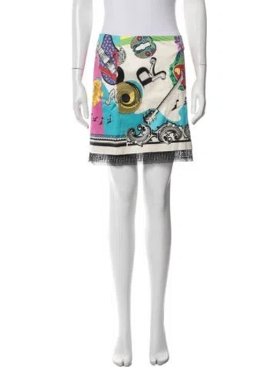 Pre-owned Versace Graphic Print Mini Skirt In Yellow