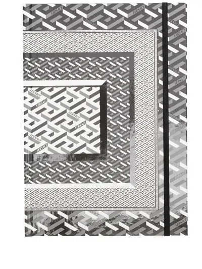 Versace Graphic-print Notebook In Schwarz