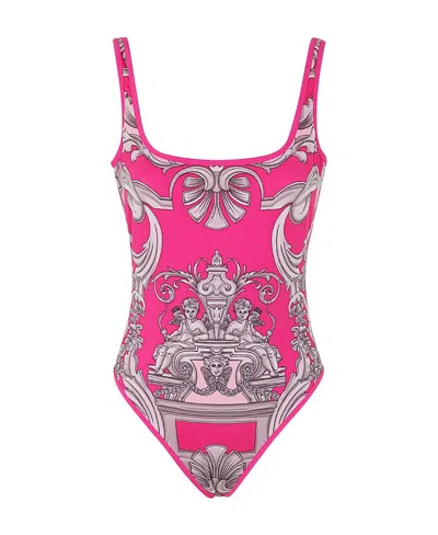 Versace Graphic-print One-piece In Fuchsia