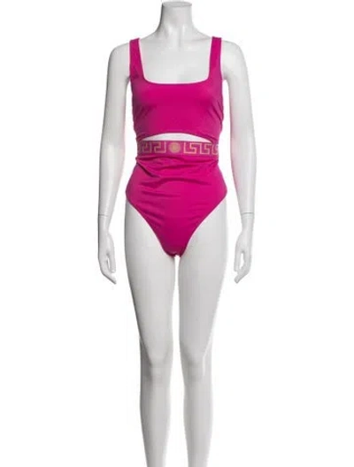 Pre-owned Versace Graphic Print One-piece W/ Tags In Pink