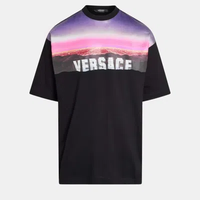 Pre-owned Versace Graphic-print Oversized Black Cotton Tshirt
