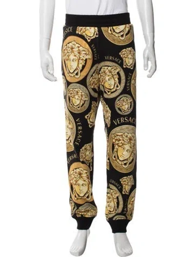 Pre-owned Versace Graphic Print Pajama Bottoms In Black