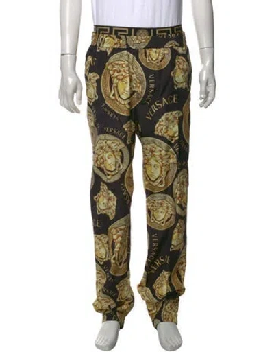 Pre-owned Versace Graphic Print Pants W/ Tags In Black