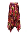 Versace Pleated Printed Crepe De Chine Skirt In Red
